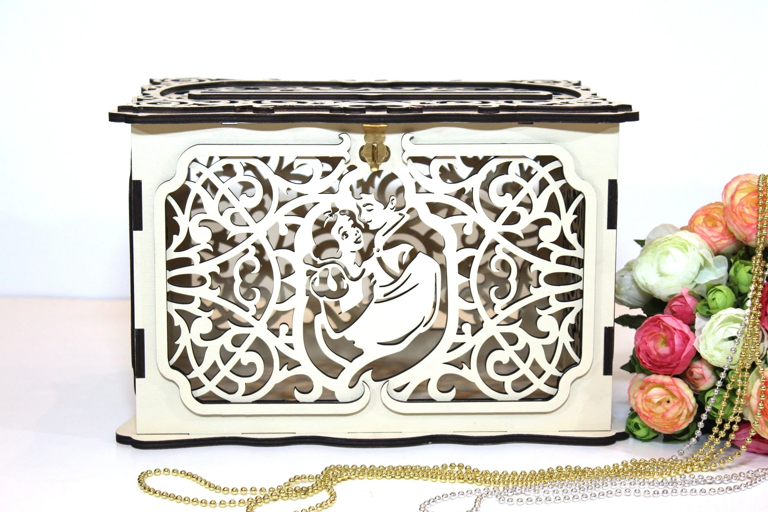 Wedding Card Box, Snow White and Prince Charming Card Holder Handmade
