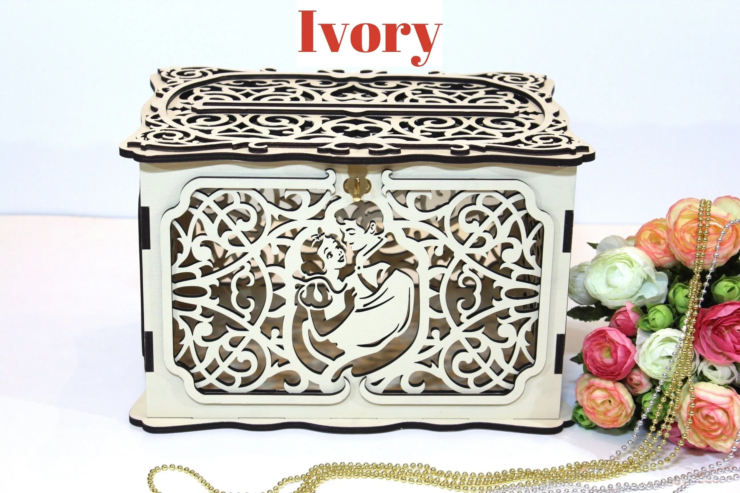 Wedding Card Box, Snow White and Prince Charming Card Holder Handmade