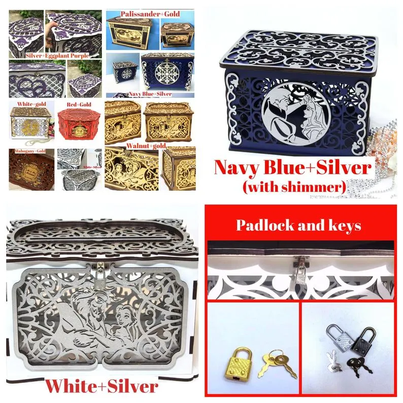 Wedding Card Box With Slot With Lock, Money Card Holder Handmade