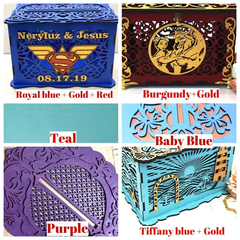 Wedding Card Box With Slot With Lock, Money Card Holder Handmade