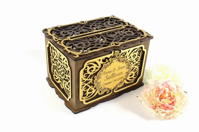 Wedding Card Box With Slot With Lock, Money Card Holder Handmade