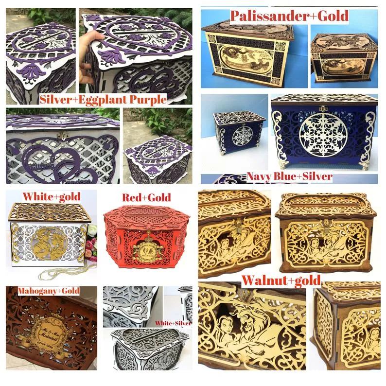 Wedding Card Box With Slot With Lock, Money Card Holder Handmade