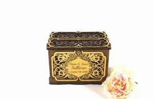 Wedding Card Box With Slot With Lock, Money Card Holder Handmade