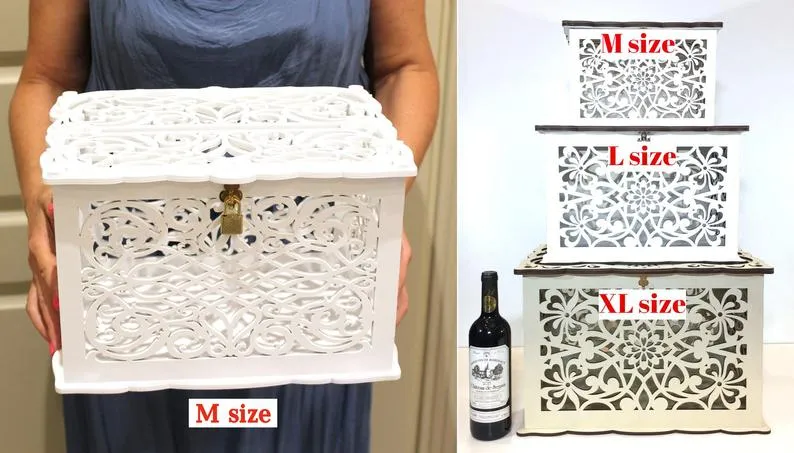 Wedding Card Box With Slot With Lock, Money Card Holder Handmade