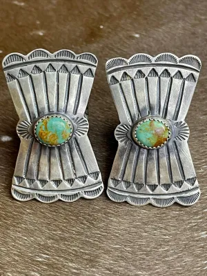 Wesley Vertical Shield Ring with Turquoise Stone - Green