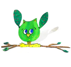 Whimsical Owl Photo Holder - Lollipop Lime