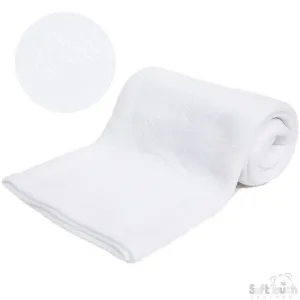 WHITE EMBOSSED FLEECE BABY WRAP (BP) (PK12) FBP06-W