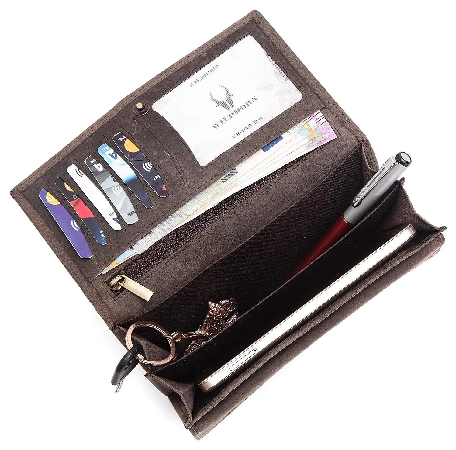 WildHorn®Women's Leather Wallet and Pen Combo Set