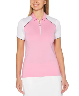 Womens 1/4 Zip Color Block Polo