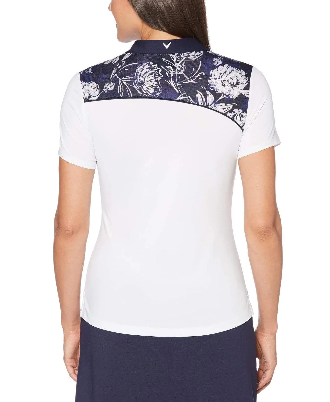 Womens Ventilated Asymmetrical Floral Print Polo
