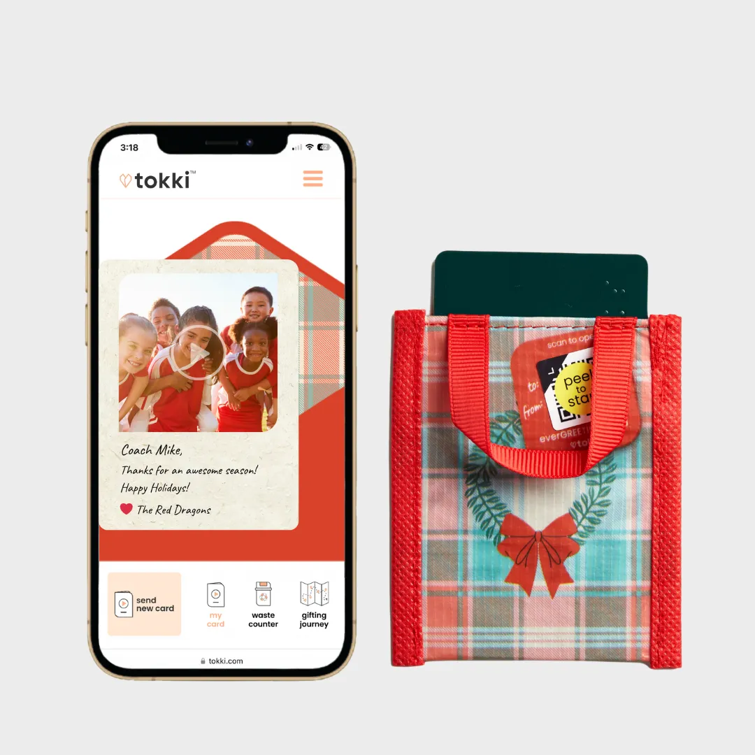 Wreath | Reusable Gift Card Holder   QR Greeting Card