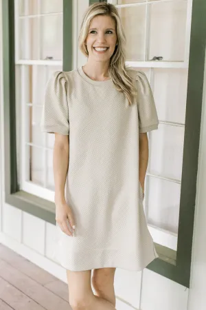 X Taupe Embossed Dress