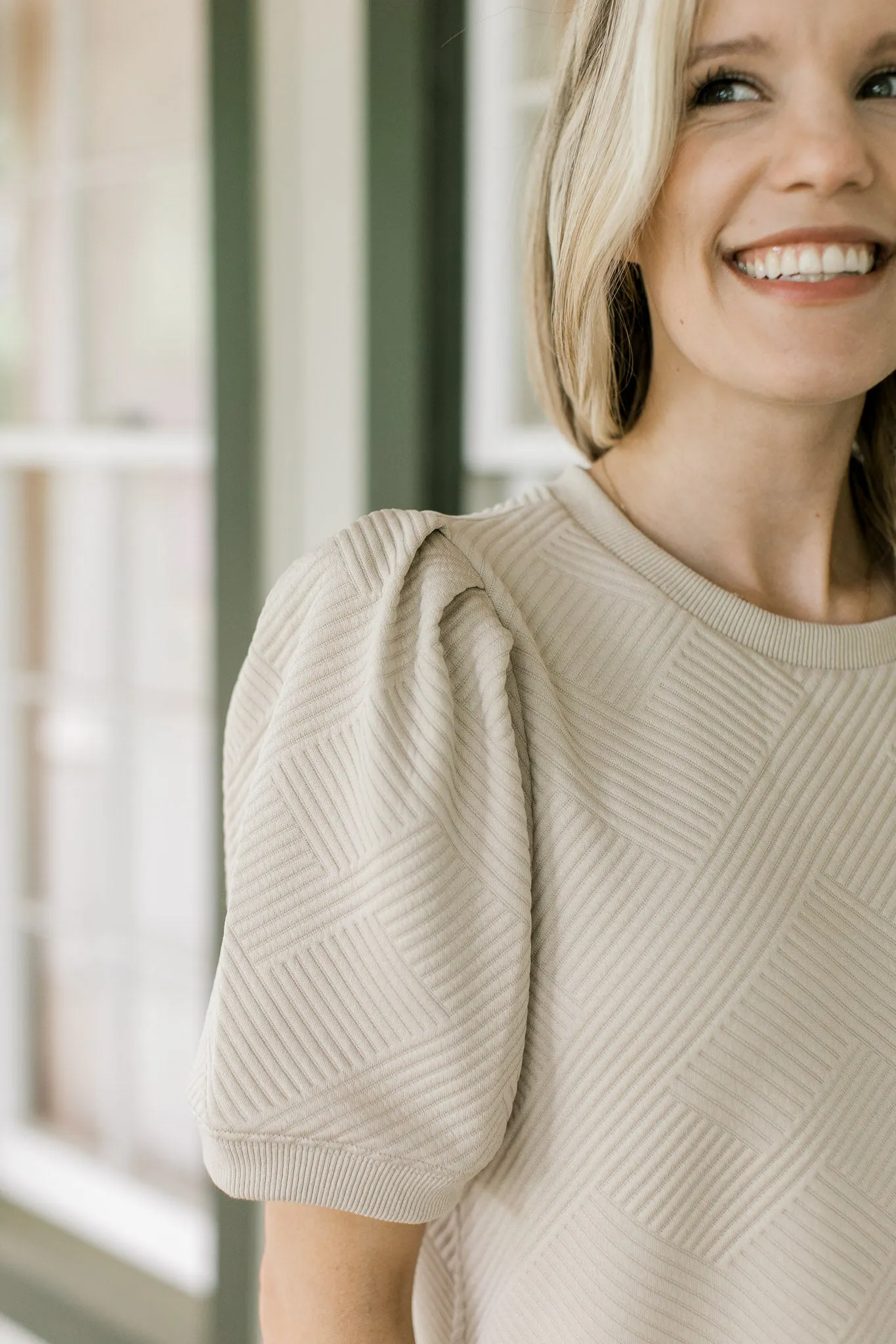 X Taupe Embossed Dress