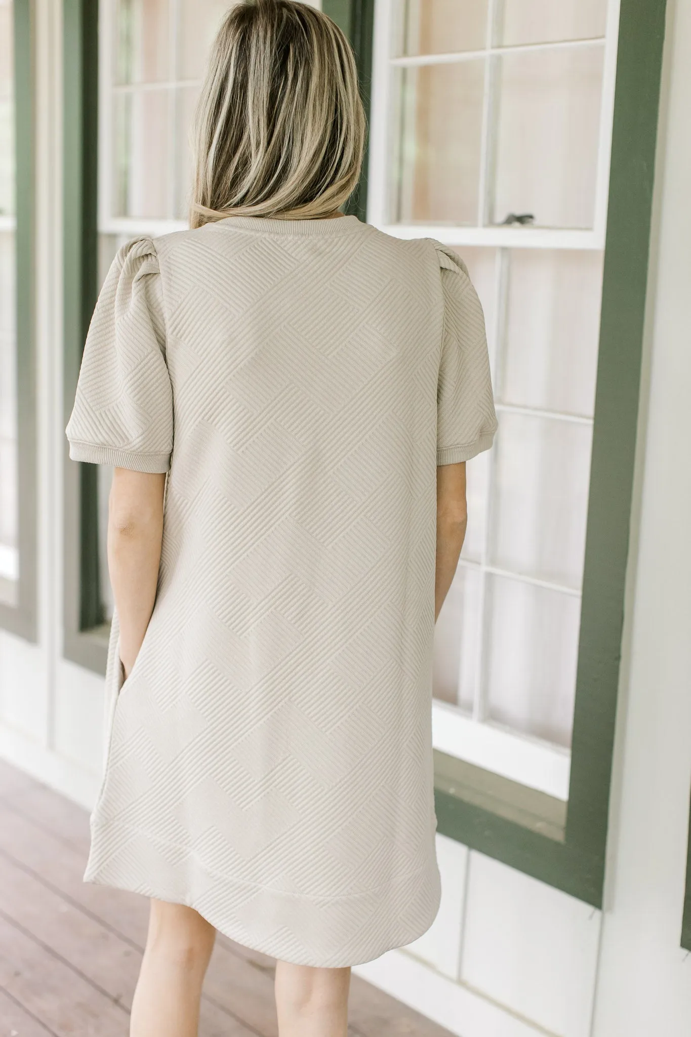 X Taupe Embossed Dress