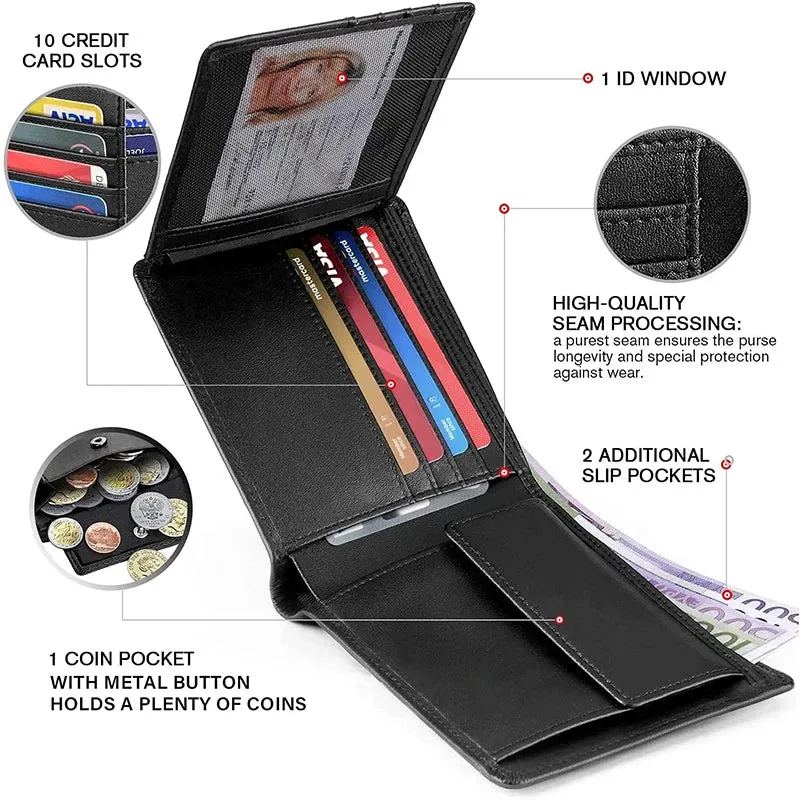 YATBEST Leather TriFold Smart Wallet with RFID Blocking