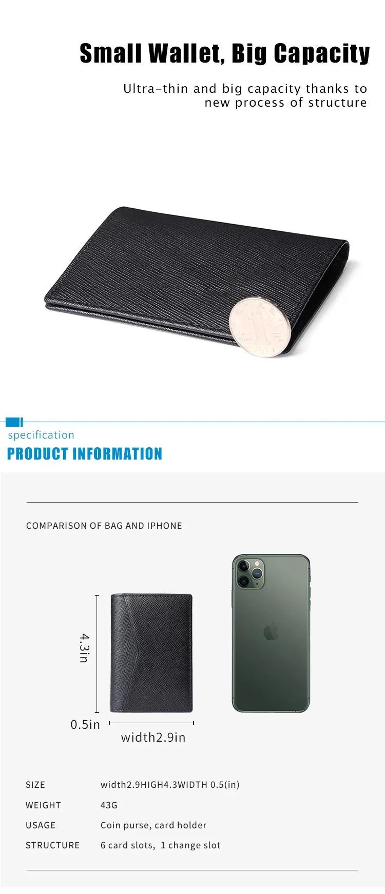 YATBEST Slim Bifold Smart Wallet with RFID Blocking