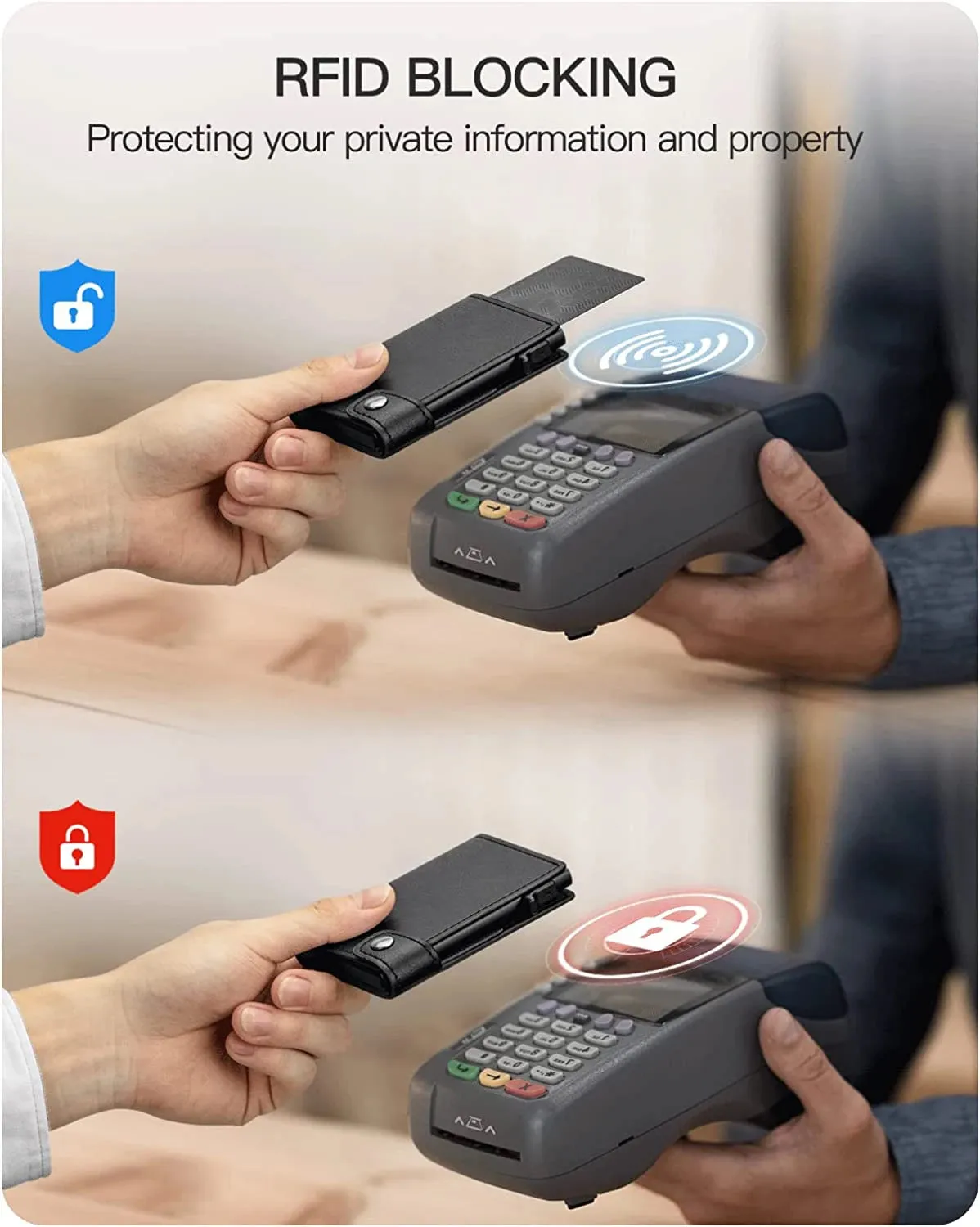 YE TREE Leather Pop-up Smart Wallet with RFID Blocking