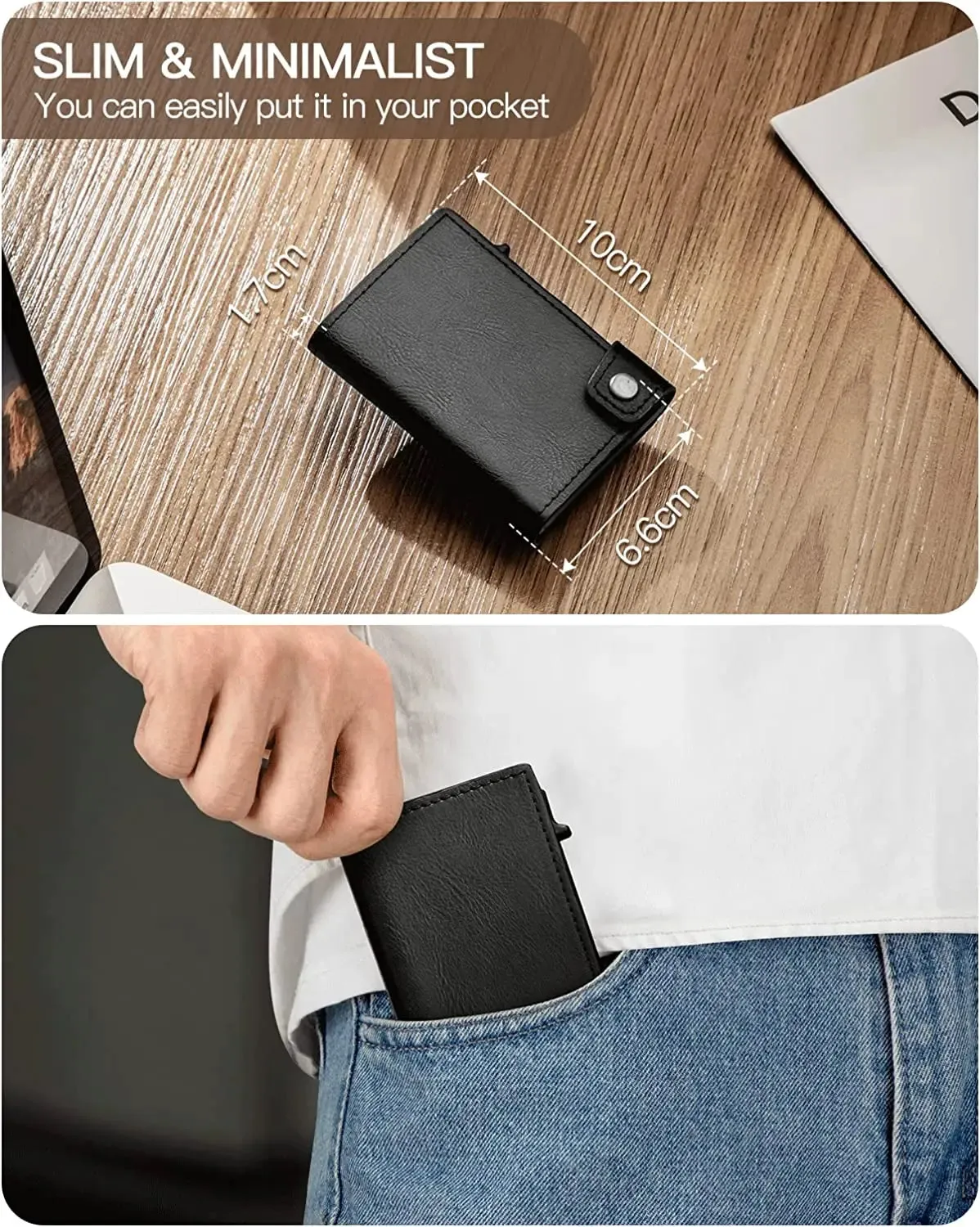 YE TREE Leather Pop-up Smart Wallet with RFID Blocking