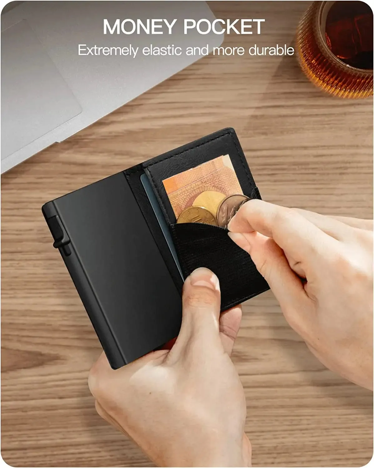 YE TREE Leather Pop-up Smart Wallet with RFID Blocking