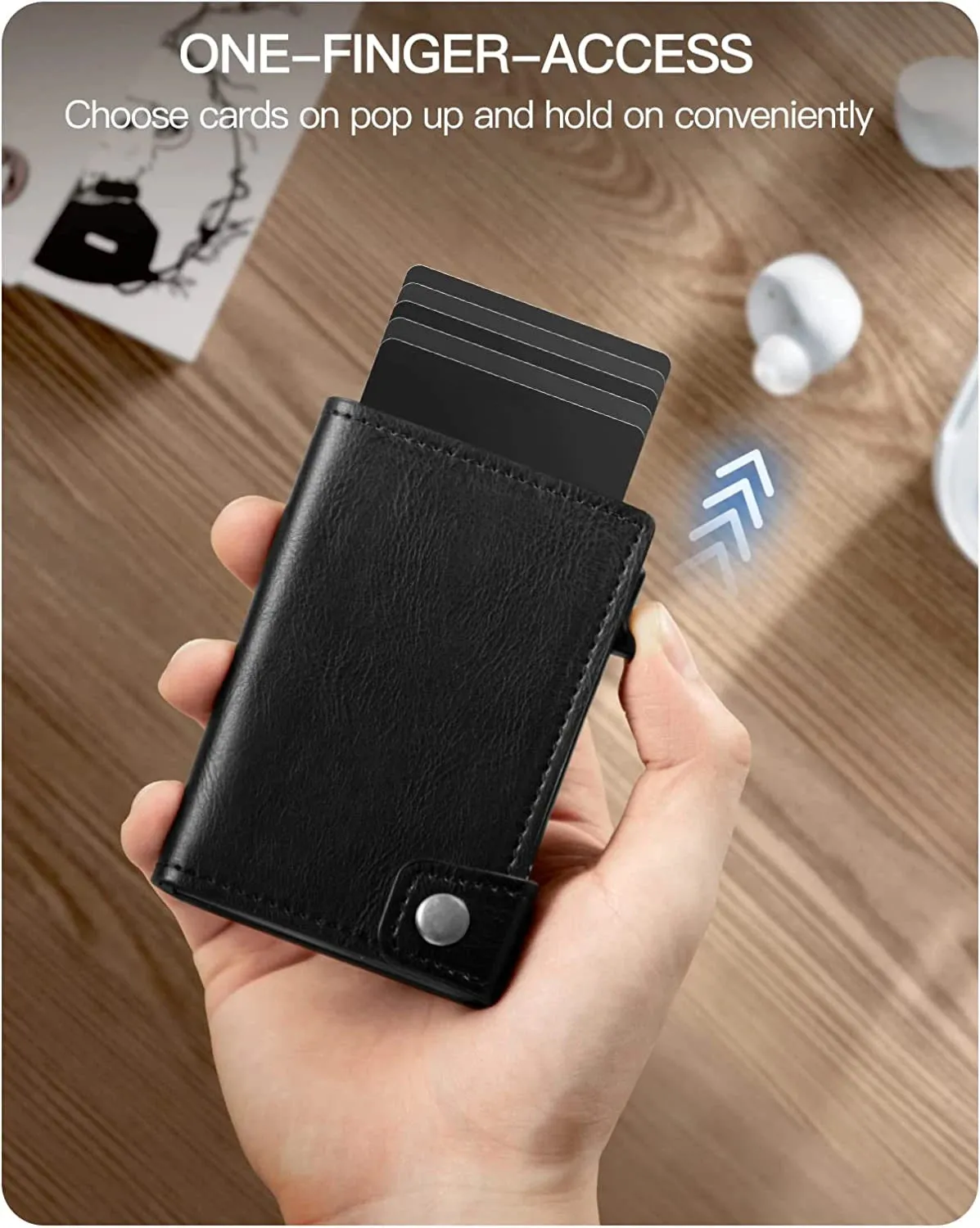 YE TREE Leather Pop-up Smart Wallet with RFID Blocking