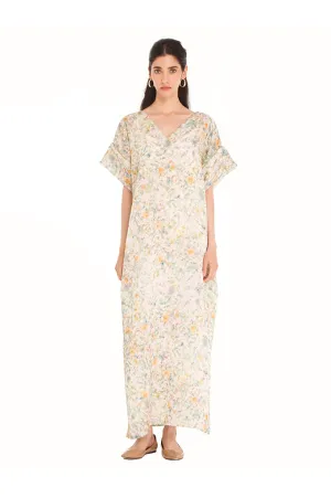 Yellow Embossed Amira Kaftan