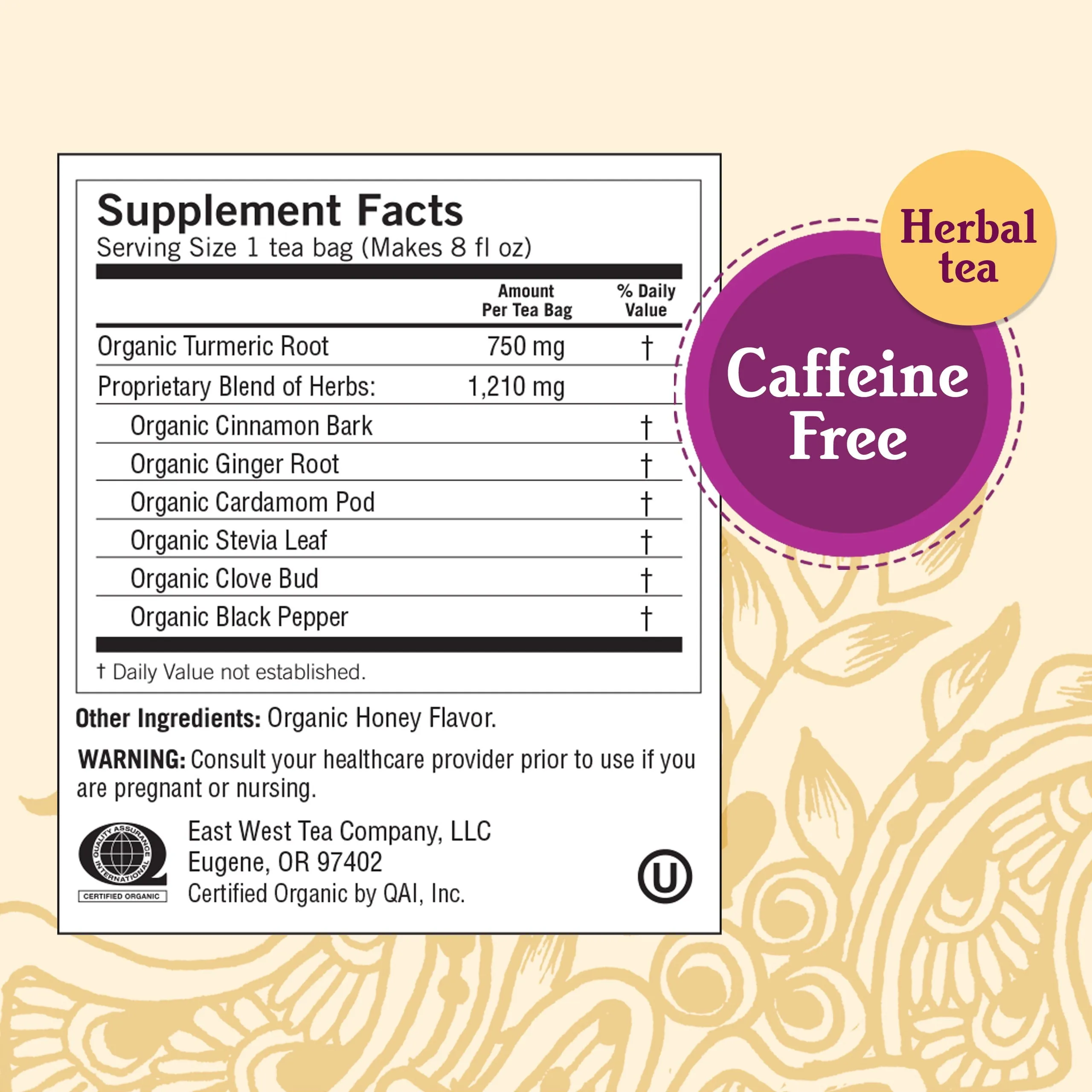 Yogi Tea Honey Chai Turmeric Vitality Organic Herbal Tea Wellness Tea Bags 16 Ct