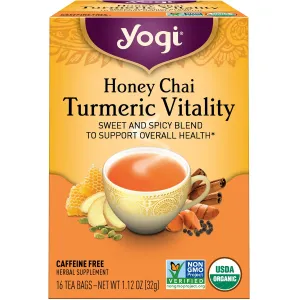 Yogi Tea Honey Chai Turmeric Vitality Organic Herbal Tea Wellness Tea Bags 16 Ct