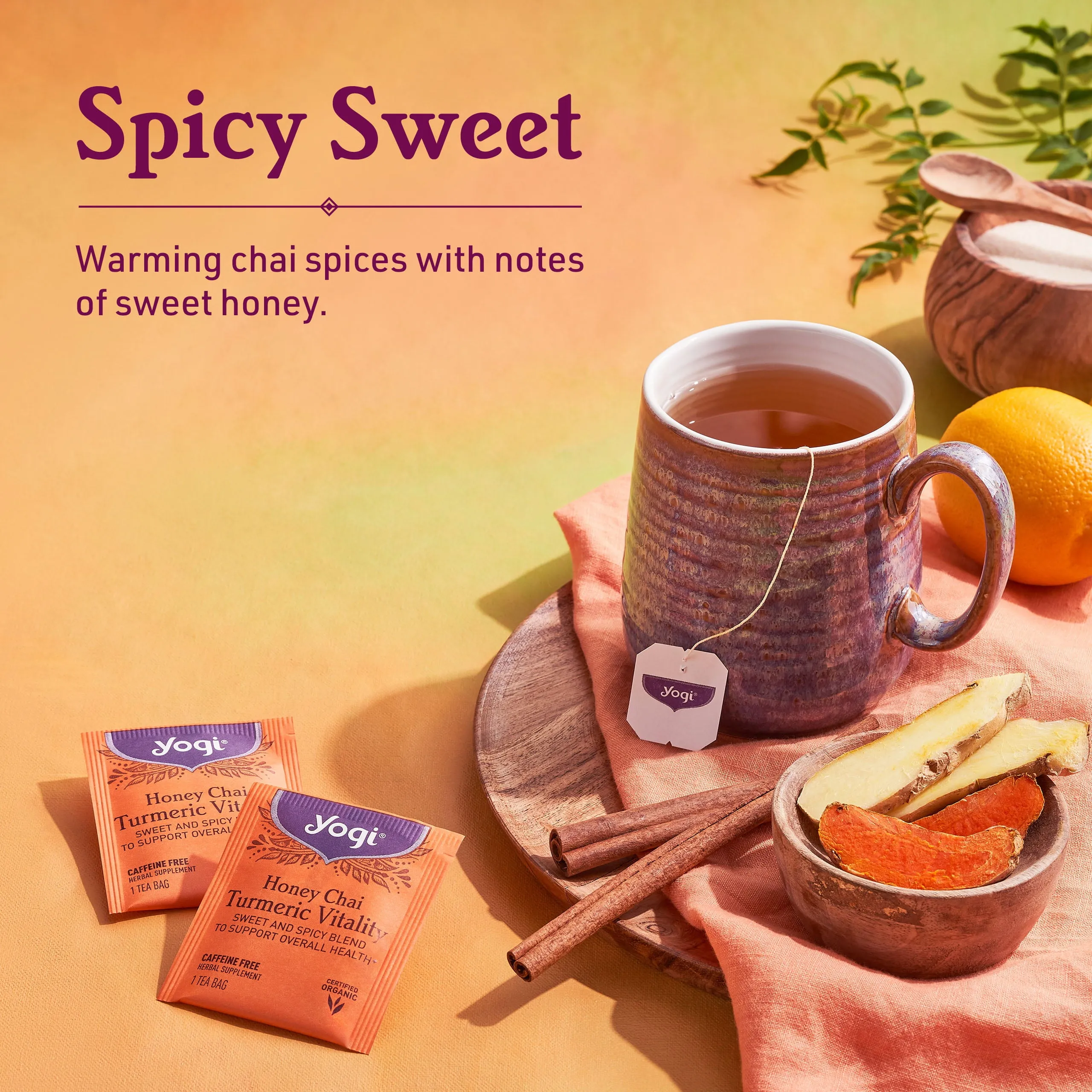 Yogi Tea Honey Chai Turmeric Vitality Organic Herbal Tea Wellness Tea Bags 16 Ct