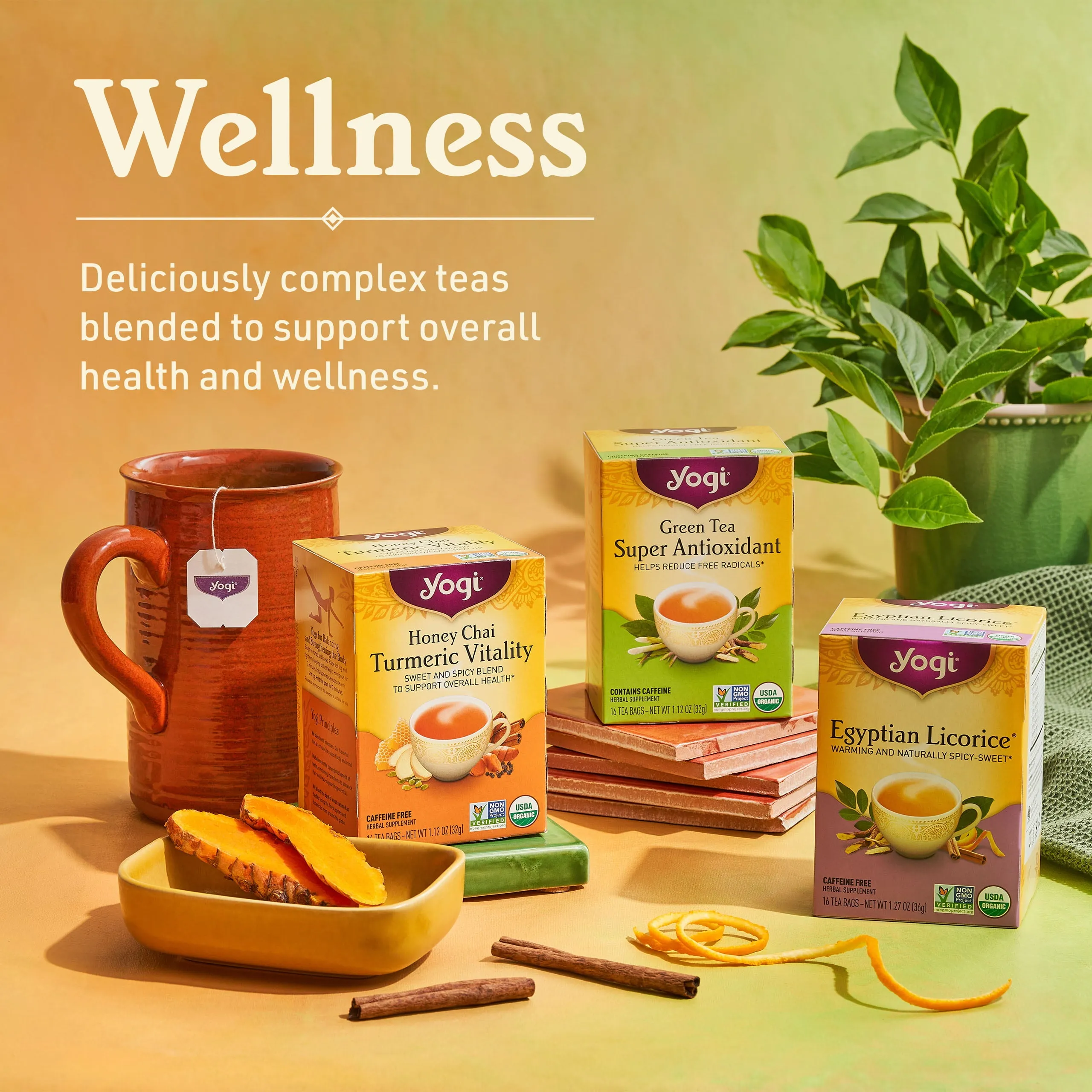 Yogi Tea Honey Chai Turmeric Vitality Organic Herbal Tea Wellness Tea Bags 16 Ct