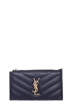 Yves Saint Laurent Black Cassandre Matelasse Fragments Card Holder