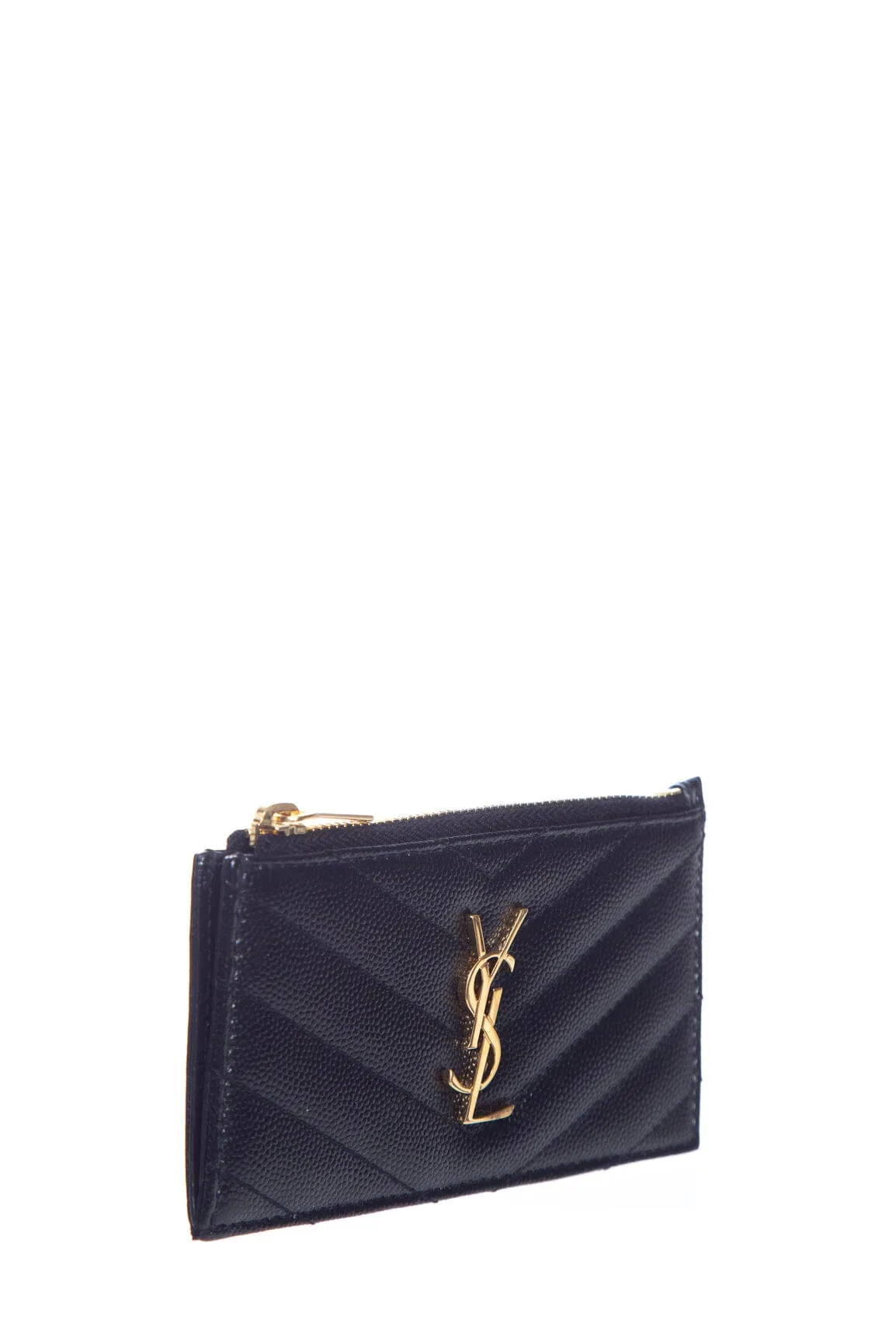 Yves Saint Laurent Black Cassandre Matelasse Fragments Card Holder