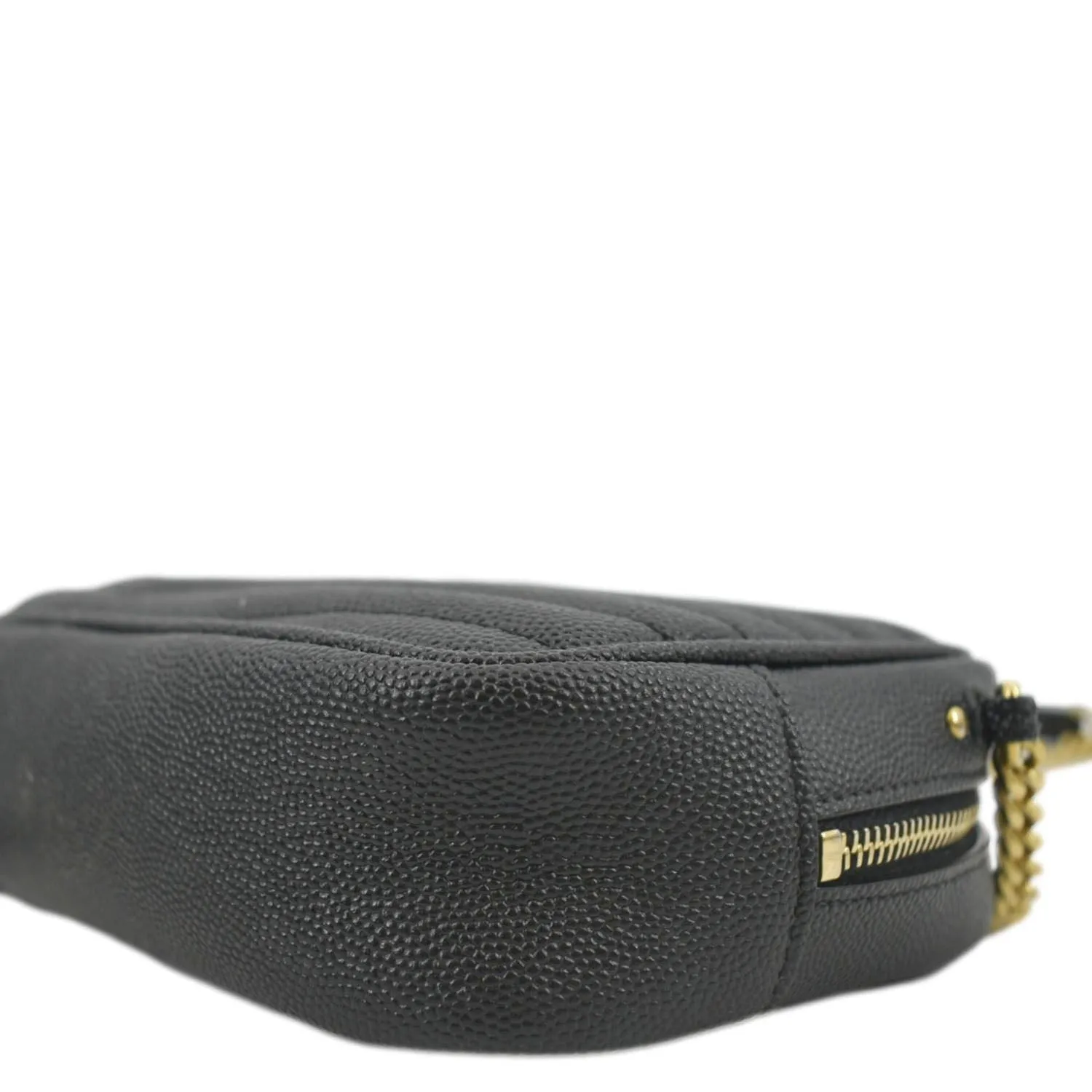 YVES SAINT LAURENT Lou Chevron Leather Camera Crossbody Bag Black