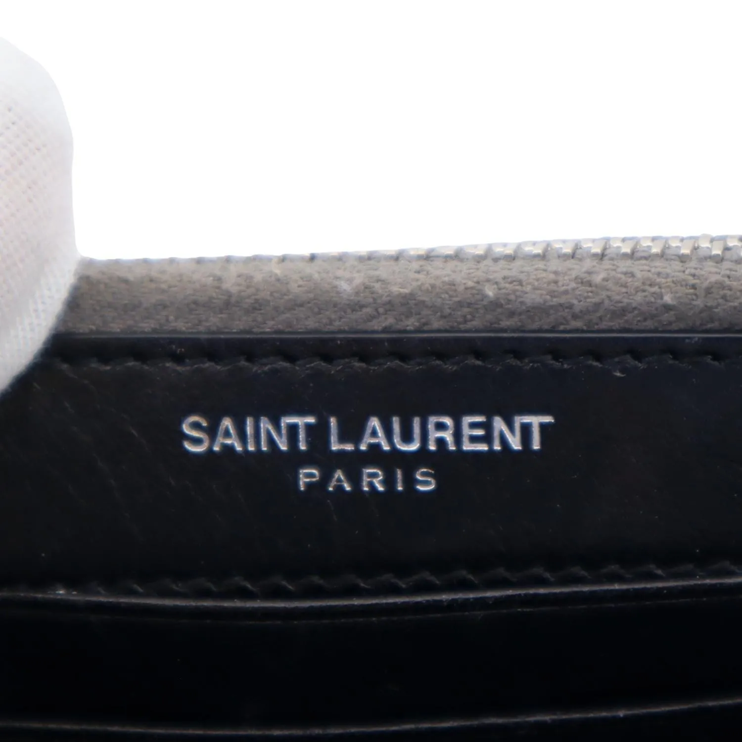 YVES SAINT LAURENT Sunset Crackled Metallic Leather Crossbody Bag Silver