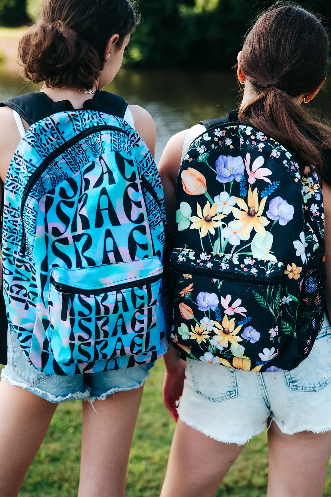 Yvonne Floral Pattern on Black Backpack