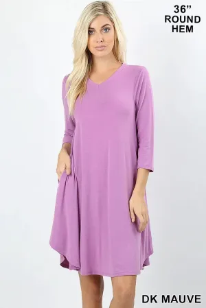 ZENANA ROUND HEM A-LINE DRESS WITH SIDE POCKETS 1402