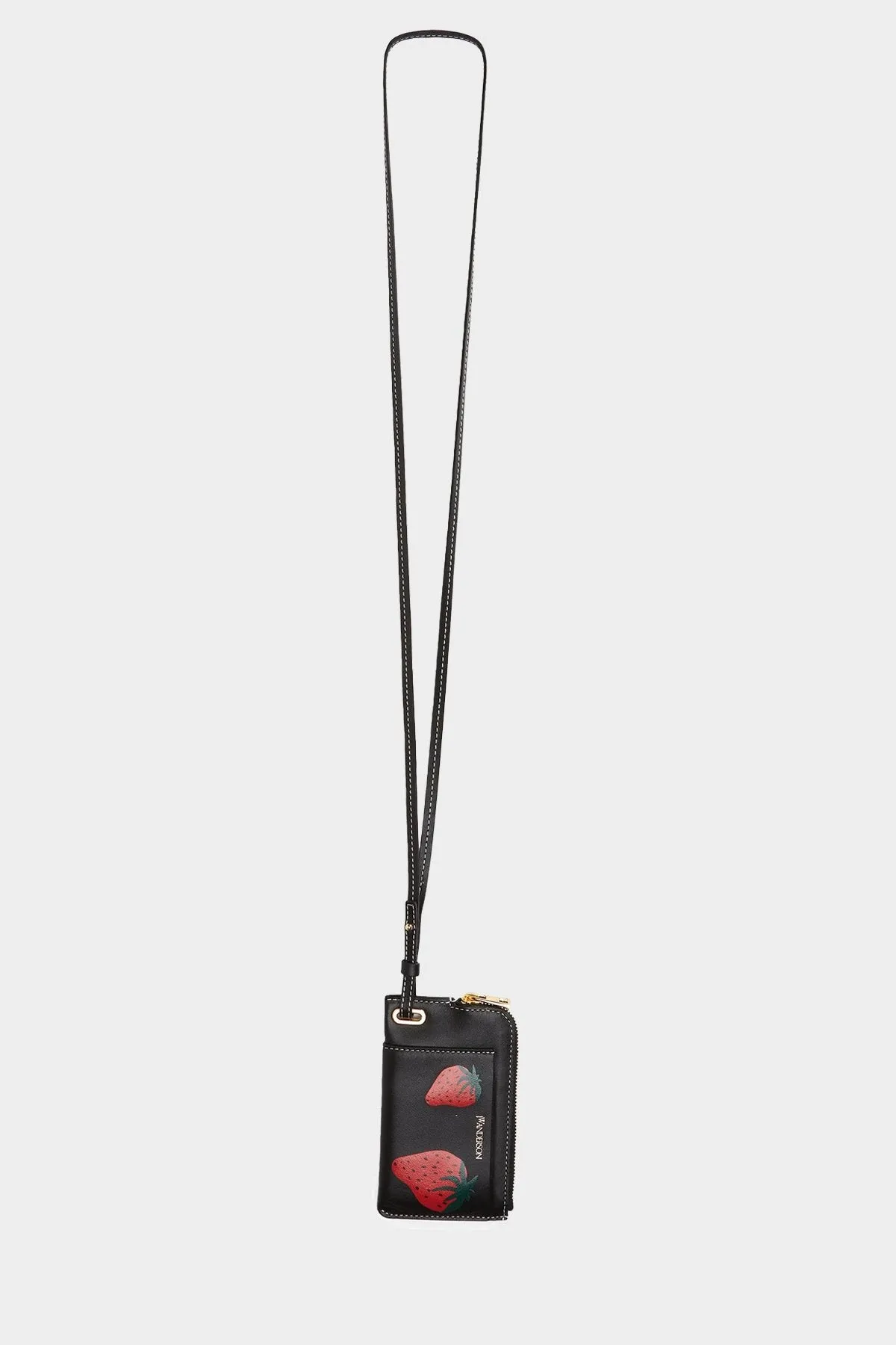 Zip-Up Cardholder with Strap in Black and Red